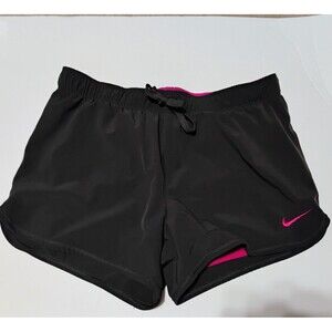 Nike Dri-Fit Women's Athletic Shorts Size M Black Pink Lined Running Workout